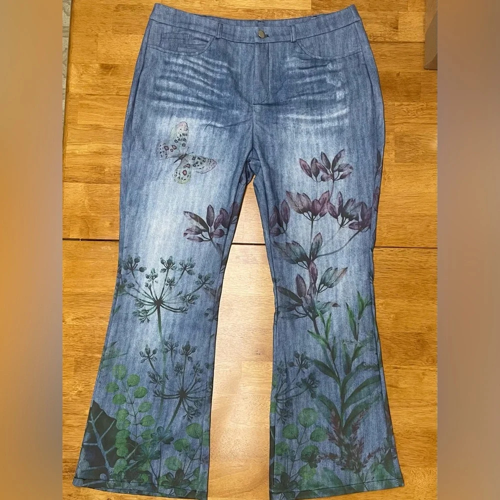 Floral Butterfly Print Lightweight Pants - Picture 1 of 4